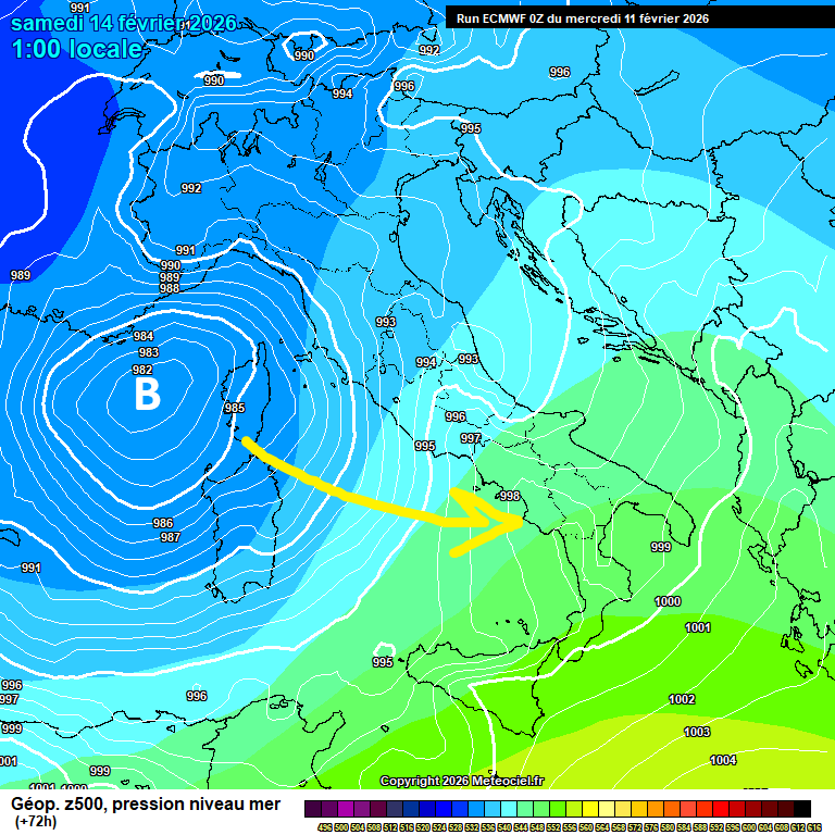 Previsioni di Mercoledì 11 febbraio Ore 1745