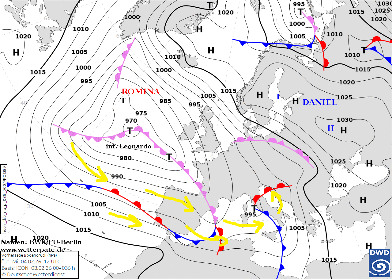 Previsione di martedì 3 febbraio Ore 18.45
